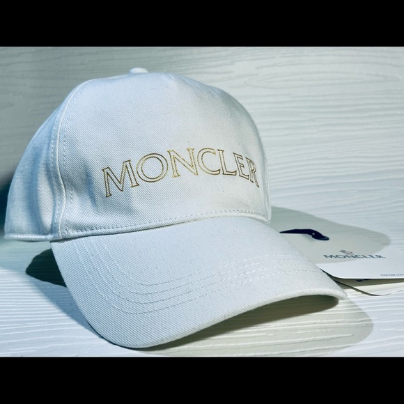 πMONCLERπ«π· Logo Hollow Text Ladies Baseball Cap β22- Natural/White- NW - Picture 9 of 12